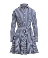 Polo Ralph Lauren Embroidered Poplin Shirt Dress With Belted Waist In Blue