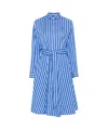Polo Ralph Lauren Embroidered Poplin Shirt Dress With Belted Waist In Blue