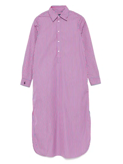 Polo Ralph Lauren Striped Shirt Dress In Pink