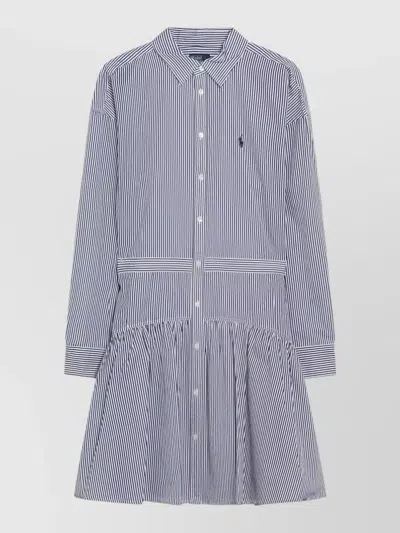 Polo Ralph Lauren Striped Shirt Mini Dress In Blue