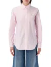 Polo Ralph Lauren Striped Shirt With Button-down Collar And Slim Fit In Pink