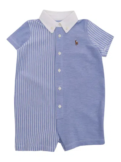 Polo Ralph Lauren Babies' Striped Shirtdress Romper In Blue