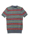 Polo Ralph Lauren Striped Short-sleeve Knit Top In Blue