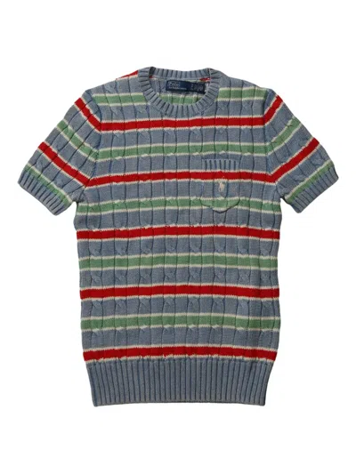 Polo Ralph Lauren Striped Short-sleeve Knit Top In Green