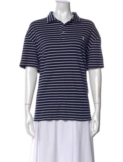 Pre-owned Polo Ralph Lauren Striped Short Sleeve Polo In Blue