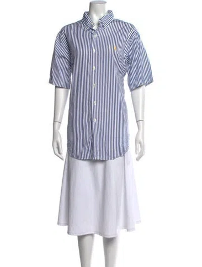 Pre-owned Polo Ralph Lauren Striped Short Sleeve Polo In Blue