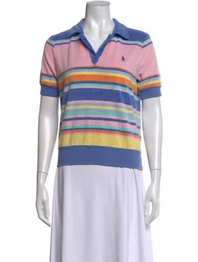 Pre-owned Polo Ralph Lauren Striped Short Sleeve Polo In Blue