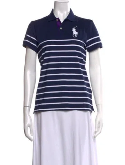 Pre-owned Polo Ralph Lauren Striped Short Sleeve Polo In Blue