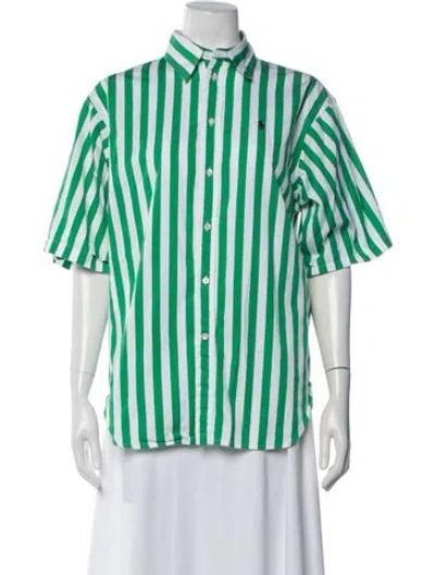 Pre-owned Polo Ralph Lauren Striped Short Sleeve Polo In Blue
