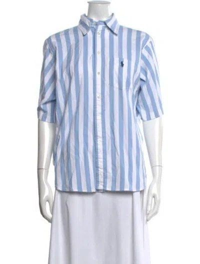 Pre-owned Polo Ralph Lauren Striped Short Sleeve Polo In Blue/white