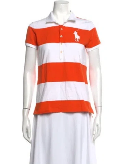 Pre-owned Polo Ralph Lauren Striped Short Sleeve Polo In Orange