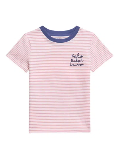 Polo Ralph Lauren Kids' Striped Short-sleeve T-shirt In Pink