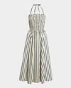 Polo Ralph Lauren Nylon Crinkle A Line Dress 1932 Stripe White Black In White