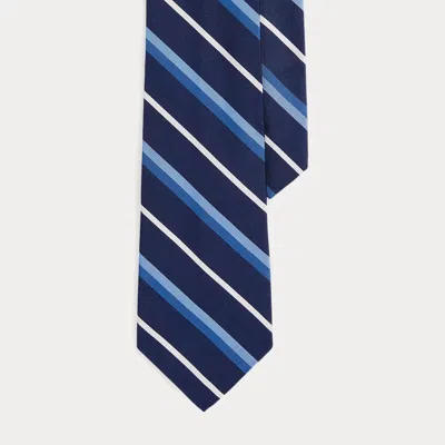 Polo Ralph Lauren Striped Silk-cotton Mogador Tie In Blue