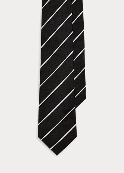 Polo Ralph Lauren Striped Silk Faille Tie In Black