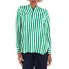 Polo Ralph Lauren Striped Silk Oversize-fit Shirt In Green