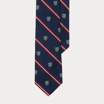 Polo Ralph Lauren Striped Silk Repp Club Tie In Navy