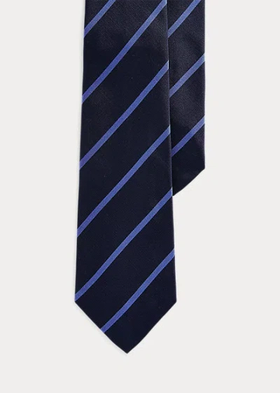 Polo Ralph Lauren Striped Silk Repp Tie In Navy/white