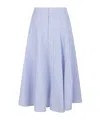 Polo Ralph Lauren Slightly High-waisted Midi Cotton Skirt With Button Front In Blue
