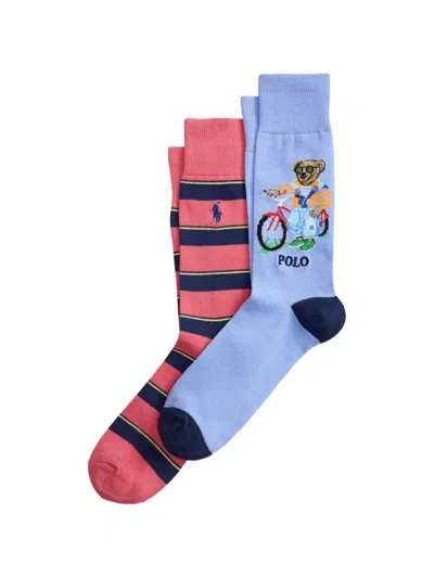 Polo Ralph Lauren Striped Socks (pack Of Two) In Blue