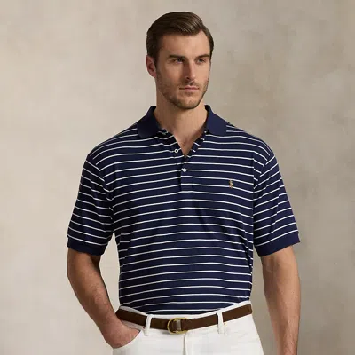 Polo Ralph Lauren Striped Soft Cotton Polo Shirt In Rfind Navy