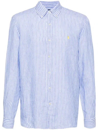 Polo Ralph Lauren Striped Sport Shirt Clothing In Blue