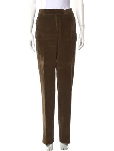 Pre-owned Polo Ralph Lauren Striped Straight Leg Pants In Brown