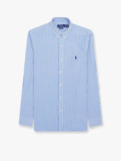 Polo Ralph Lauren Striped Stretch Cotton Shirt In Blue