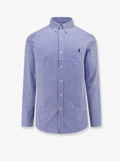 Polo Ralph Lauren Striped Stretch Cotton Shirt In Blue