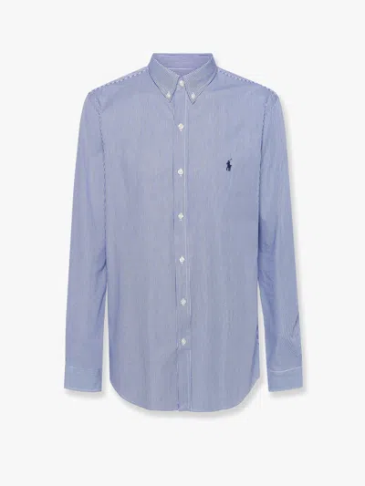 Polo Ralph Lauren Striped Stretch Cotton Shirt In Blue