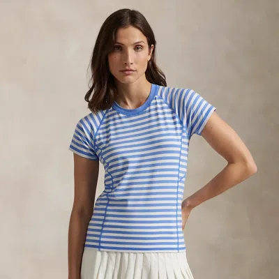Polo Ralph Lauren Striped Stretch Jersey Tee In Summer Blue/white