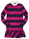 Polo Ralph Lauren Striped Stretch Piqué Polo Dress In Pink