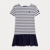 Polo Ralph Lauren Striped Stretch Ponte Dress In Deckwash White/navy