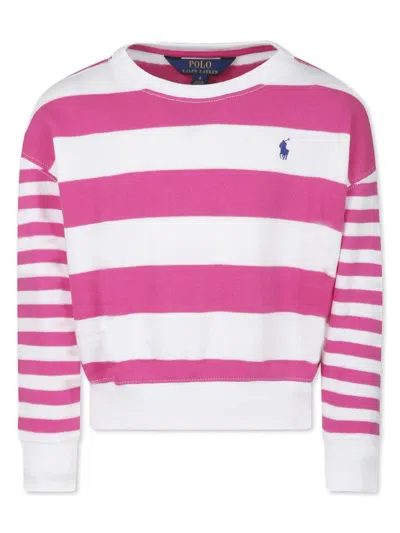 Polo Ralph Lauren Kids' Striped Sweater In Rosa