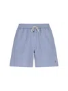 Polo Ralph Lauren Traveler Straight-leg Mid-length Striped Cotton-blend Seersucker Swim Shorts In Blue