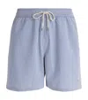 Polo Ralph Lauren Traveler Straight-leg Mid-length Striped Cotton-blend Seersucker Swim Shorts In Blue