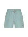 Polo Ralph Lauren Mens Traveller Striped Swim Shorts Raft Green Seersucker Xxl In Green