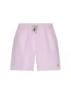 Polo Ralph Lauren White/pink Striped Swim Trunks In Pink