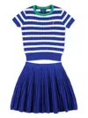 Polo Ralph Lauren Ralph Lauren Girls Striped Cable Knit Top And Skirt Set In Blue