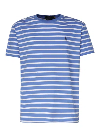 Polo Ralph Lauren Striped T-shirt In Light Blue, White
