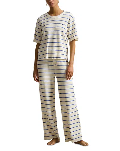 Polo Ralph Lauren Striped Tee And Pants Pajama Set In Neutral