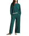 Polo Ralph Lauren Striped Terry Long Sleeve Pajama Set In Green