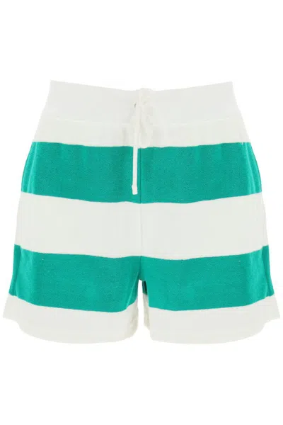 Polo Ralph Lauren Striped Terry Shorts In Bianco