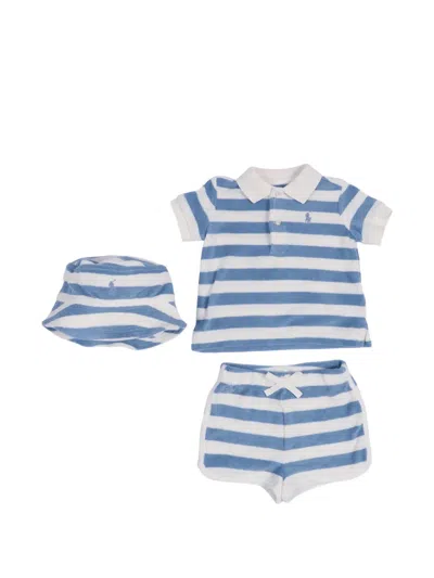 Polo Ralph Lauren Kids' Striped Terry-cloth Outfit Set In Blue