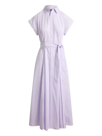 Polo Ralph Lauren Lilac Striped Shirt Dress In Purple