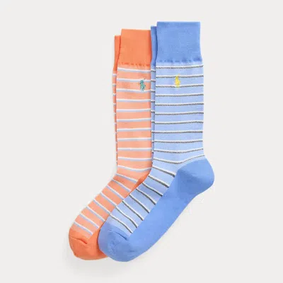Polo Ralph Lauren Striped Trouser Sock 2-pack In Blue/ Orange