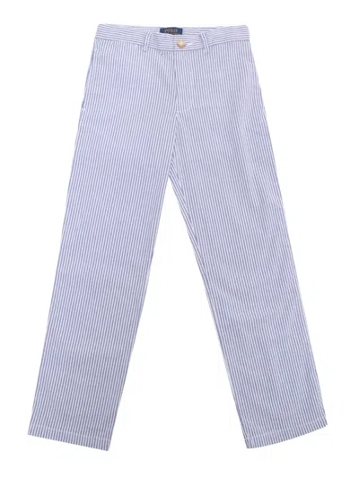 Polo Ralph Lauren Kids' Straight Fit Stretch Seersucker Pant In Blue/white Multi