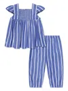 Polo Ralph Lauren Ralph Lauren Baby Girls Striped Trouser Set In Blue