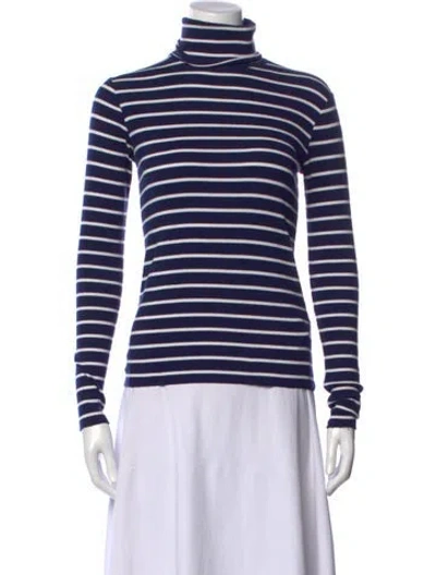 Pre-owned Polo Ralph Lauren Striped Turtleneck Polo In Blue