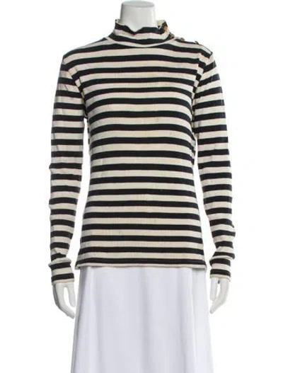 Pre-owned Polo Ralph Lauren Striped Turtleneck Sweater In Blue